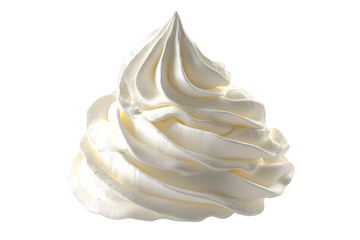 A luscious swirl of whipped cream, a delightful peak of airy texture and creamy perfection against a bright white backdrop.