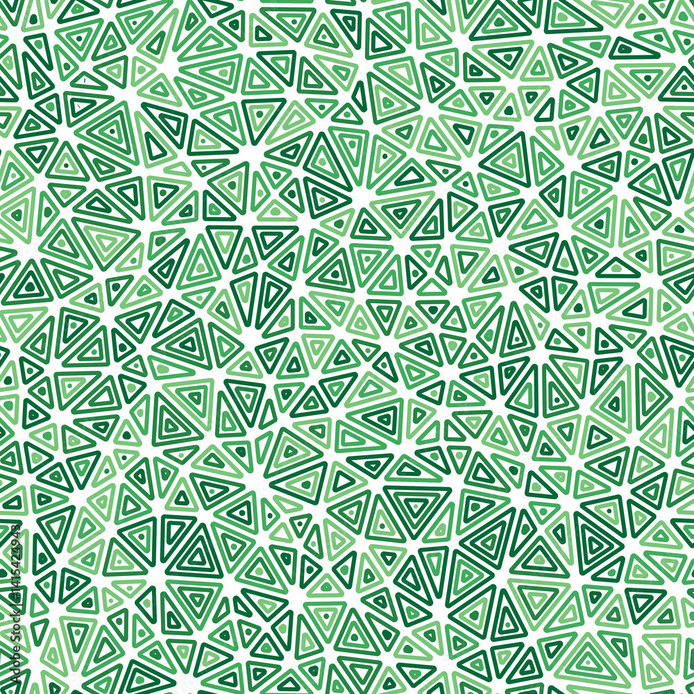 Poster pattern of triangle shapes. compact triangles size. multiple repeated inner triangles. multicolored 