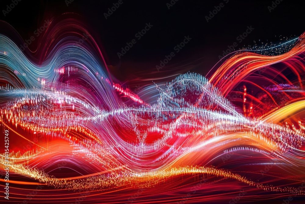 Canvas Prints colorful light trails in abstract motion on dark background