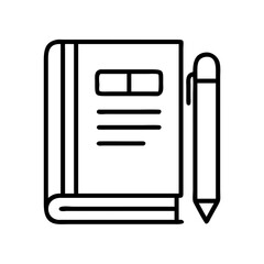 Book and pen vector illustration for education writing learning and study graphic design resource
