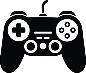Video game controller icon, Gaming joystick vector illustration, Gamepad flat design icon, Console controller silhouette, Retro gaming controller graphic