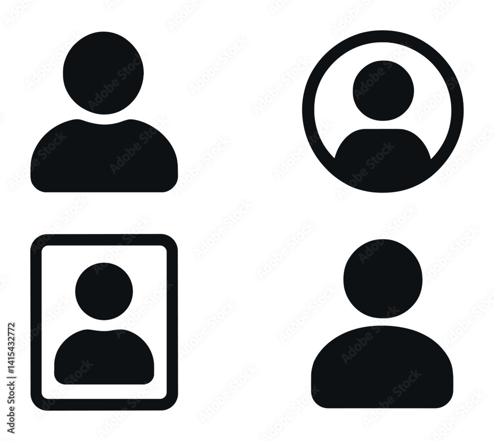 Poster user profile icons set: simple linear design for digital applications