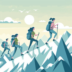 vector image of a person climbing a mountain