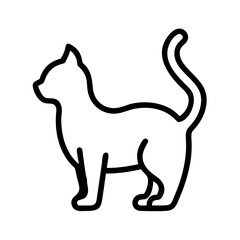 Cat outline vector illustration of domestic feline animal pet drawing simple line art design icon graphic