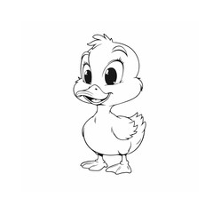 Obraz premium A duck black line coloring page sketch isolated on white background