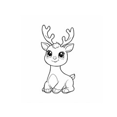 vector illustration of a deer coloring sketch isolated on white background 