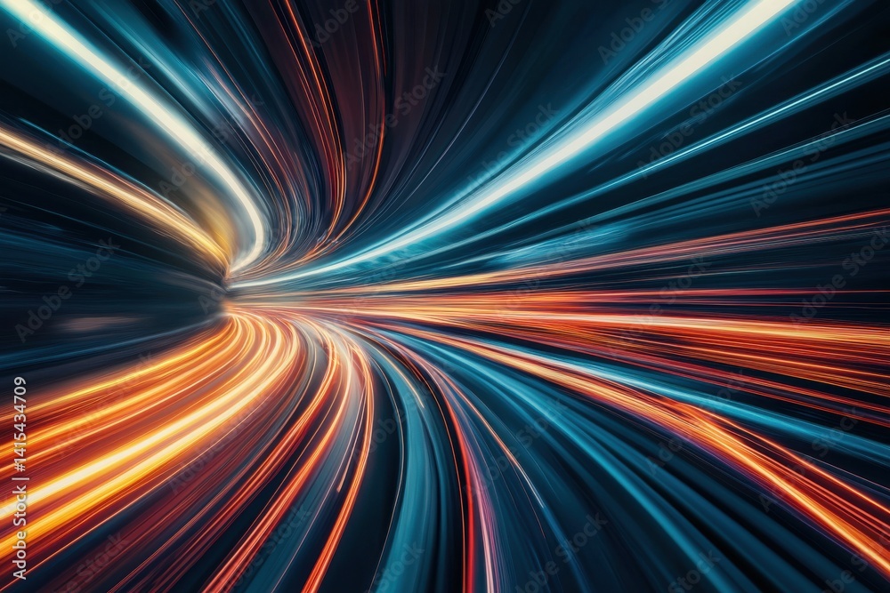 Canvas Prints dynamic light trails in a futuristic abstract landscape effect