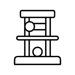 Outline vector of a modern cat tree with balls for cats to play and scratch post furniture