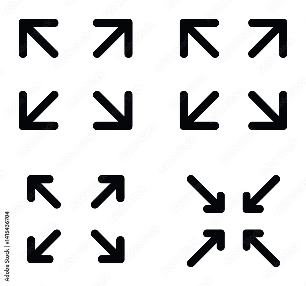 Poster minimalist arrow icons set for navigation and ux design