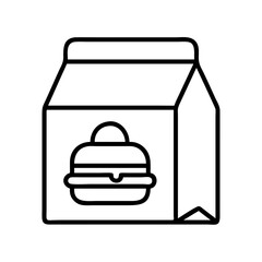 Obraz premium Burger takeout box vector icon illustration, fast food delivery service, restaurant order online