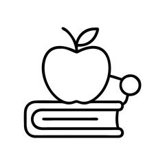 Apple on book icon education learning knowledge study school college library textbook read teach