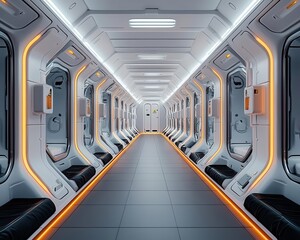 Obraz premium Capsule hotel inside massive kaleidoscope structure, immersive light design