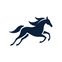 minimalist running horse shape logo icon on white