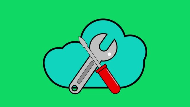Cloud logo with screwdriver and wrench.