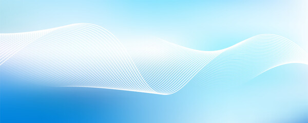 Abstract blue gradient background with shining lines waves. Minimalist background for banner, poster, cover, brochure, flyer, website