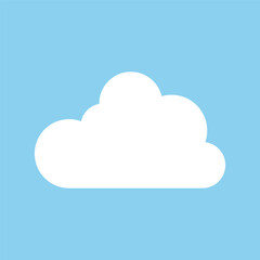 Fototapeta premium The icon of a white cloud on a blue background. Vector illustration.