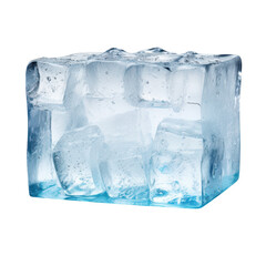 Obraz premium Textured natural ice block isolated on transparent background.