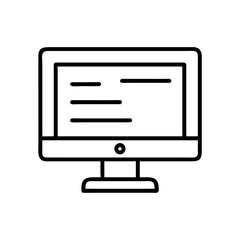Outline desktop computer monitor vector illustration for graphic design and web design assets