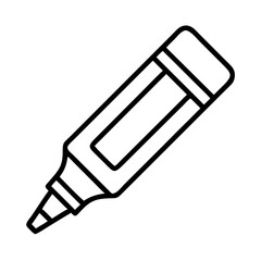 Illustration of a black outline marker pen for highlighting and drawing simple vector graphic