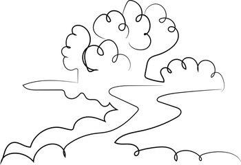 Vector illustration of abstract blue sky design with clouds and bird symbol art