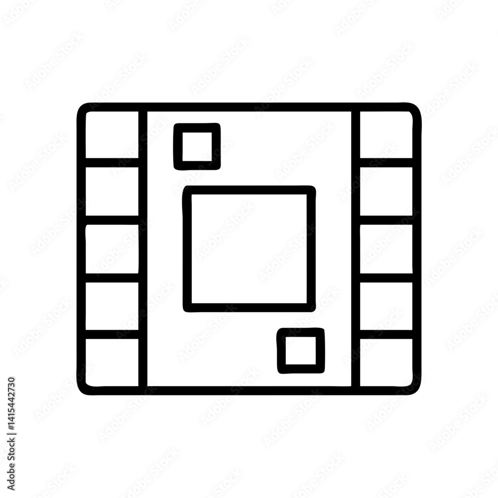 Poster isolated outline ic chip vector icon for electronics and circuit design component technology use