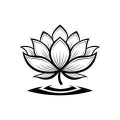 Lotus flower silhouette logo vector line art logo design