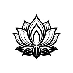 Lotus flower silhouette logo vector line art logo design