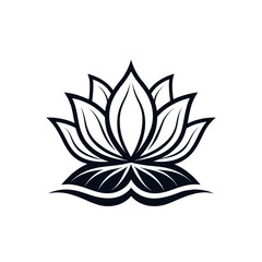 Lotus flower silhouette logo vector line art logo design
