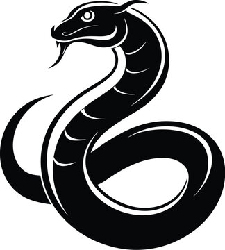 snake icon, snake vector silhouette, Curved snake animal design, vector illustration