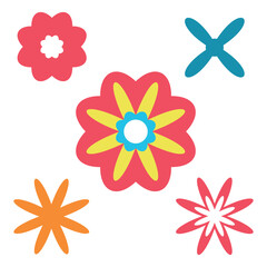 An illustration of colorful flowers on white background