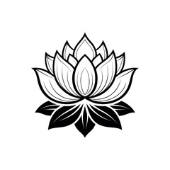 Fototapeta premium Lotus flower silhouette logo vector line art logo design