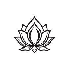 Lotus flower silhouette logo vector line art logo design