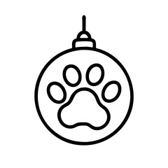 Download christmas ornament with paw print vector icon holiday decoration for pet lovers design