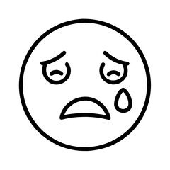Sad crying emoji vector illustration for expressing sadness and loneliness in digital communication