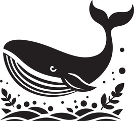 Whale silhouette vector illustration and animal silhouette set
