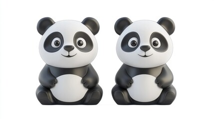 Obraz premium panda animal 3d rendering isolated on white background. Cartoon plastic style icon