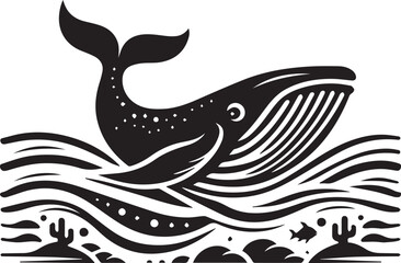 Obraz premium Whale silhouette vector illustration and animal silhouette set 