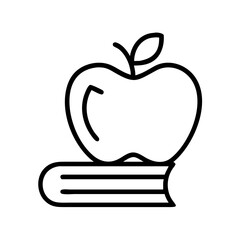 Apple and book icon vector illustration for education learning knowledge concept design element