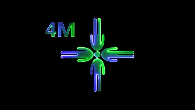 4M man neon  icon  black background. 