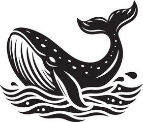 Whale silhouette vector illustration and animal silhouette set
