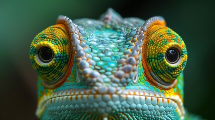 Fototapeta premium **Close-Up Of Chameleon Eyes And Textured Skin, Macro Jungle Detail --Ar 16:9 --S 970 --V 6.0 --Style Raw** - @Darya (Relaxed)