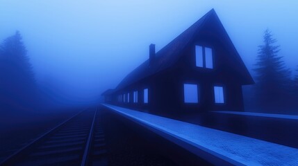 Misty mountain train station