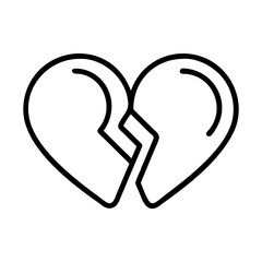 Broken heart outline vector icon illustration, love and relationship concept for graphic design, art
