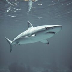 Fototapeta premium Oceanic Blue Shark: Serene Underwater Portrait