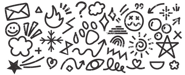 Brush line shape background abstract texture set. Hand drawn sketch doodle scribble brush geometric shape crayon effect background