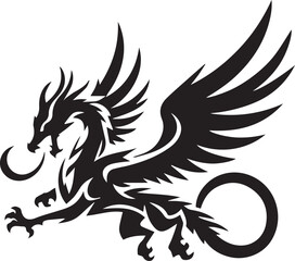 Beautiful Black Dragon Vector Silhouette Art This Is An Editable And Printable Vector Eps File
