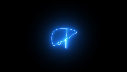 Glowing neon line Human liver organ with gallbladder icon for medical apps and websites.