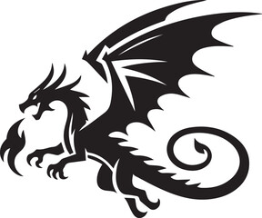 Beautiful Black Dragon Vector Silhouette Art This Is An Editable And Printable Vector Eps File
