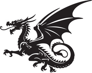 Beautiful Black Dragon Vector Silhouette Art This Is An Editable And Printable Vector Eps File
