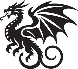 Beautiful Black Dragon Vector Silhouette Art This Is An Editable And Printable Vector Eps File
